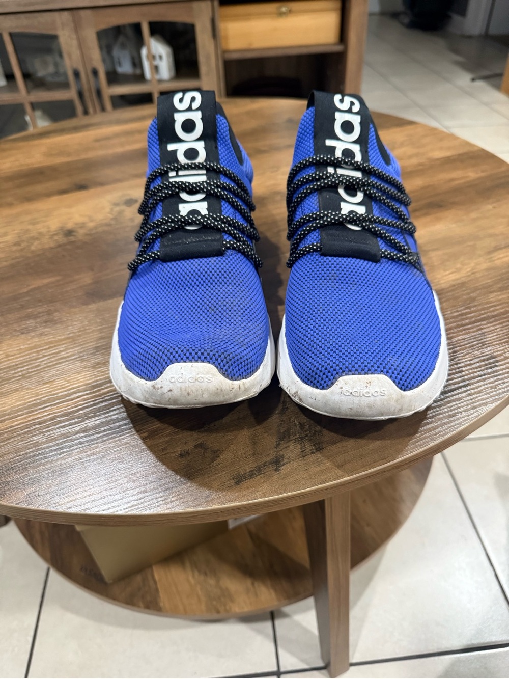 adidas Men’s Royal Blue Knit Lace-Up Sneakers with Black Accents